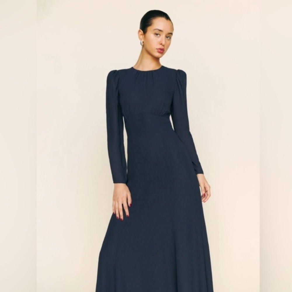 Reformation Navy Blue Lysander Dress size 2